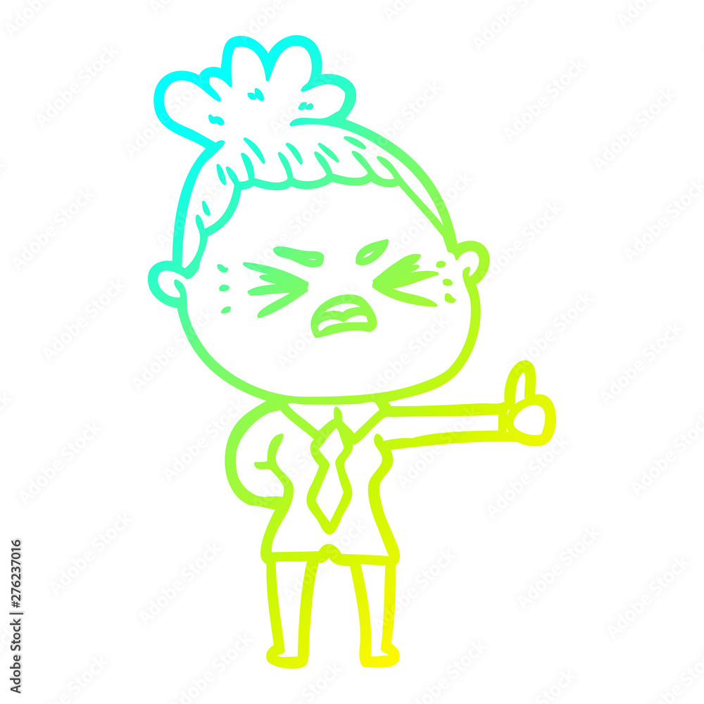 cold gradient line drawing cartoon angry woman cold gradient line drawing cartoon angry woman