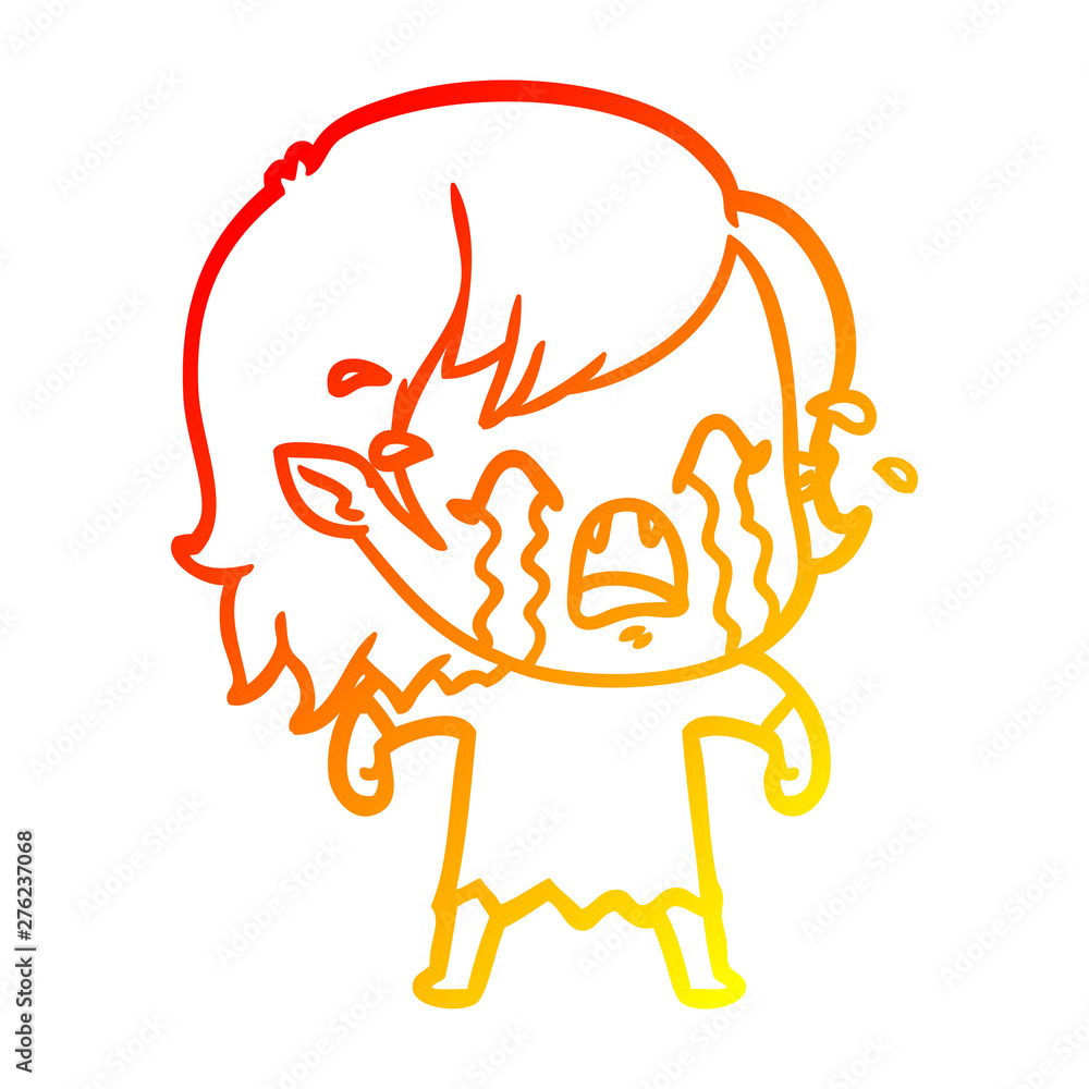 warm gradient line drawing cartoon crying vampire girl warm gradient line drawing cartoon crying vampire girl