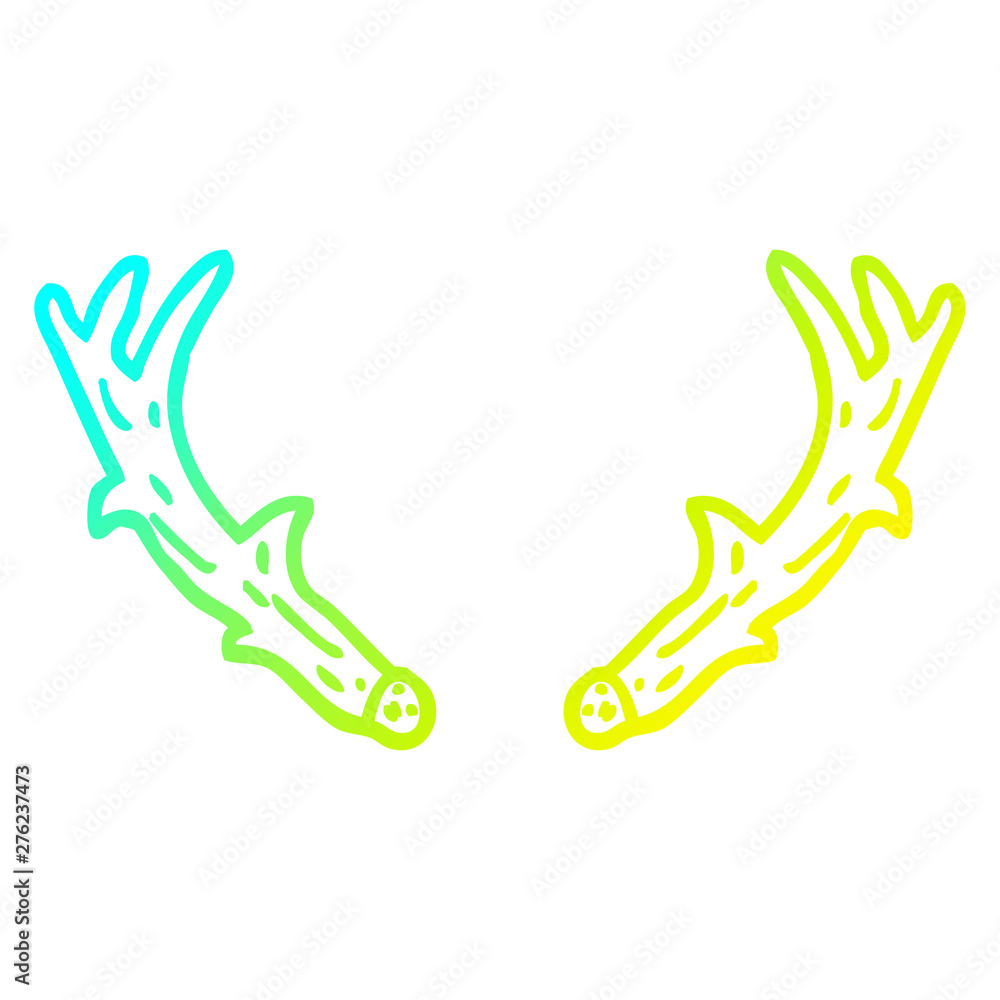 Obraz premium cold gradient line drawing cartoon antlers