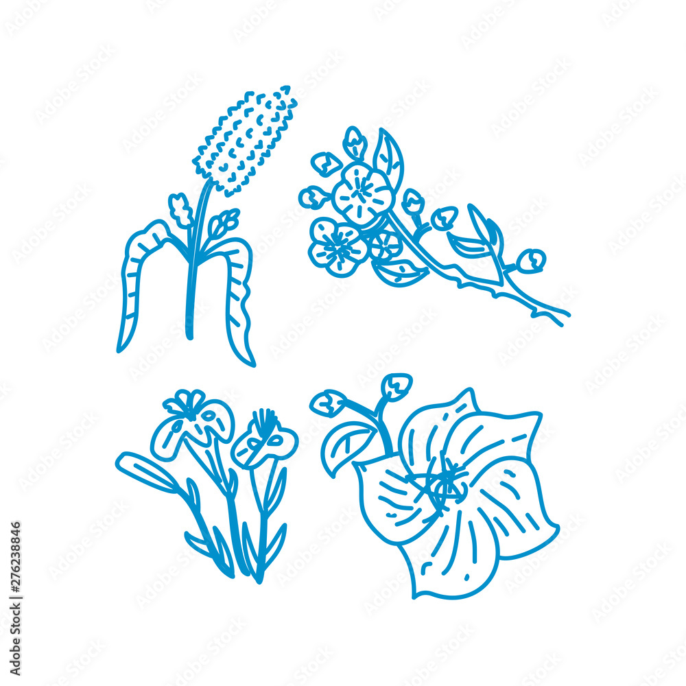 Naklejka premium Flower Leaf Illustration Design Template Vector Linear