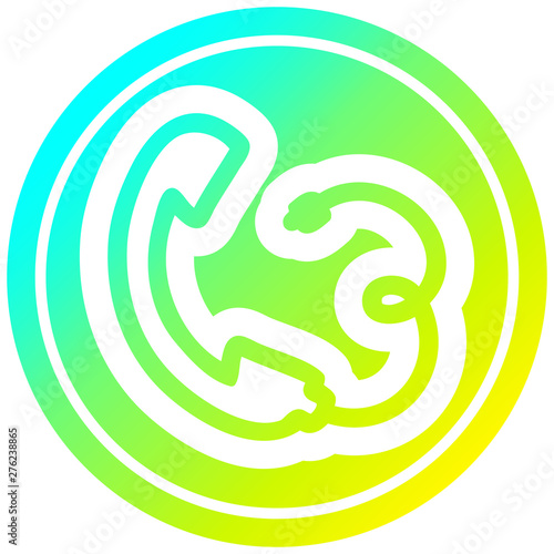 telephone handset circular in cold gradient spectrum