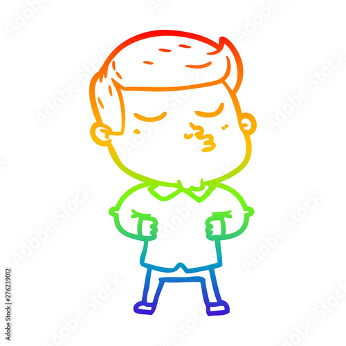 rainbow gradient line drawing cartoon model guy pouting