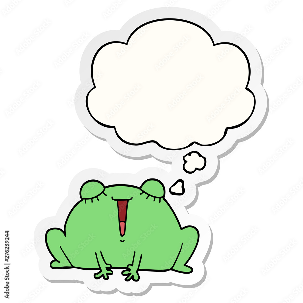 cute cartoon frog and thought bubble as a printed sticker cute cartoon frog and thought bubble as a printed sticker
