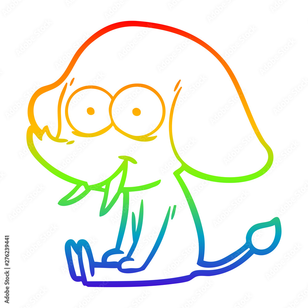 rainbow gradient line drawing happy cartoon elephant rainbow gradient line drawing happy cartoon elephant