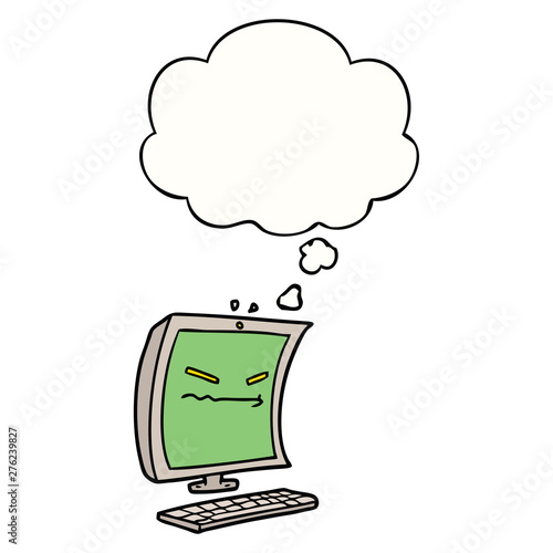 cyber bullying cartoon and thought bubble