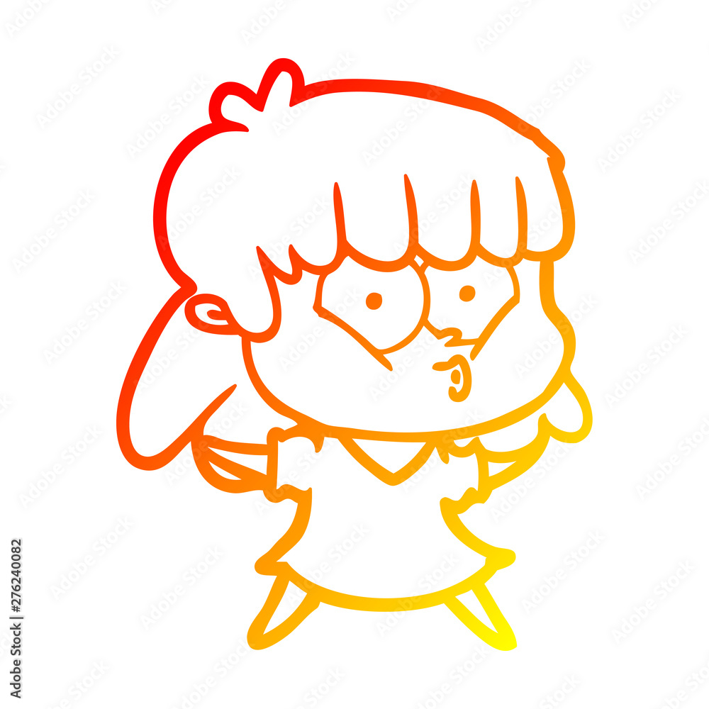 warm gradient line drawing cartoon whistling girl warm gradient line drawing cartoon whistling girl