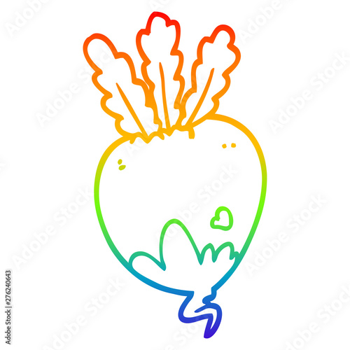 rainbow gradient line drawing cartoon beet root