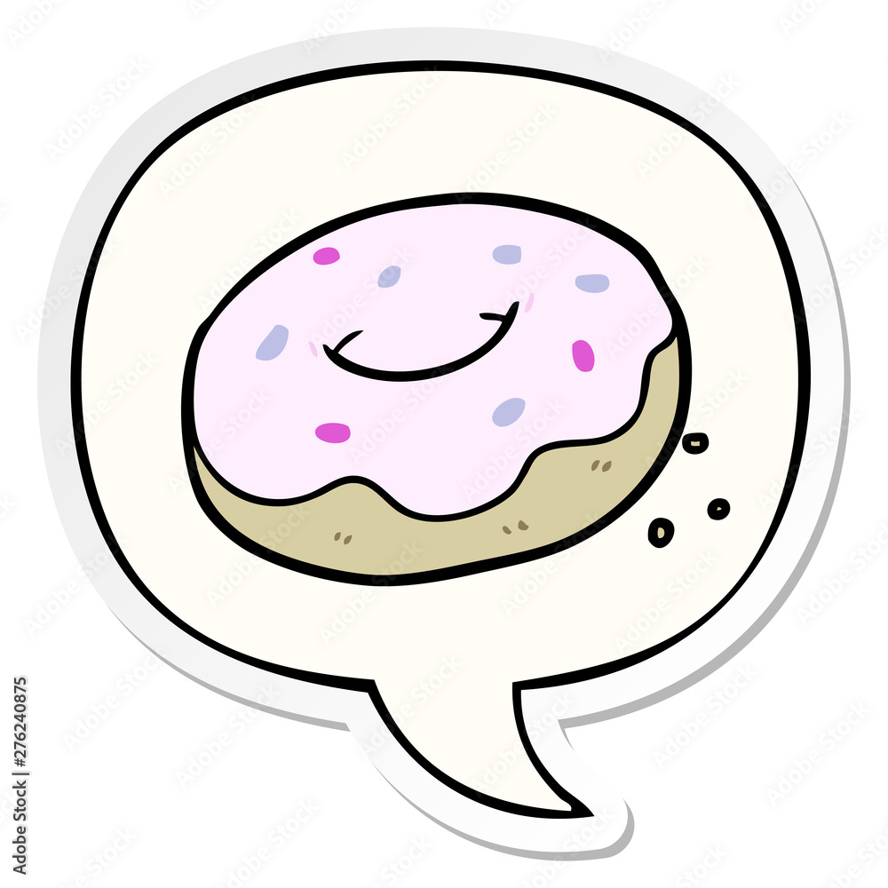 cartoon donut and sprinkles and speech bubble sticker cartoon donut and sprinkles and speech bubble sticker