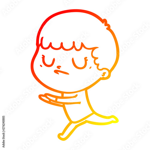 warm gradient line drawing cartoon grumpy boy