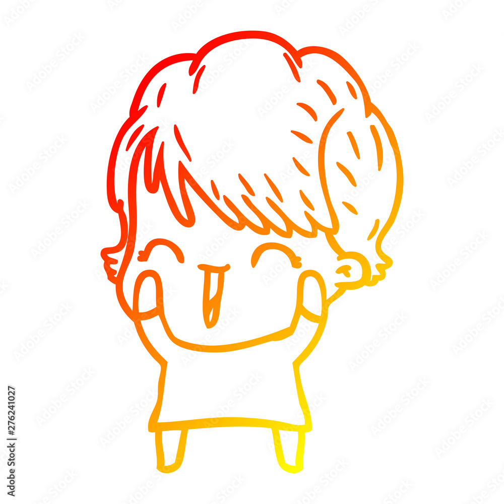 warm gradient line drawing cartoon laughing woman warm gradient line drawing cartoon laughing woman