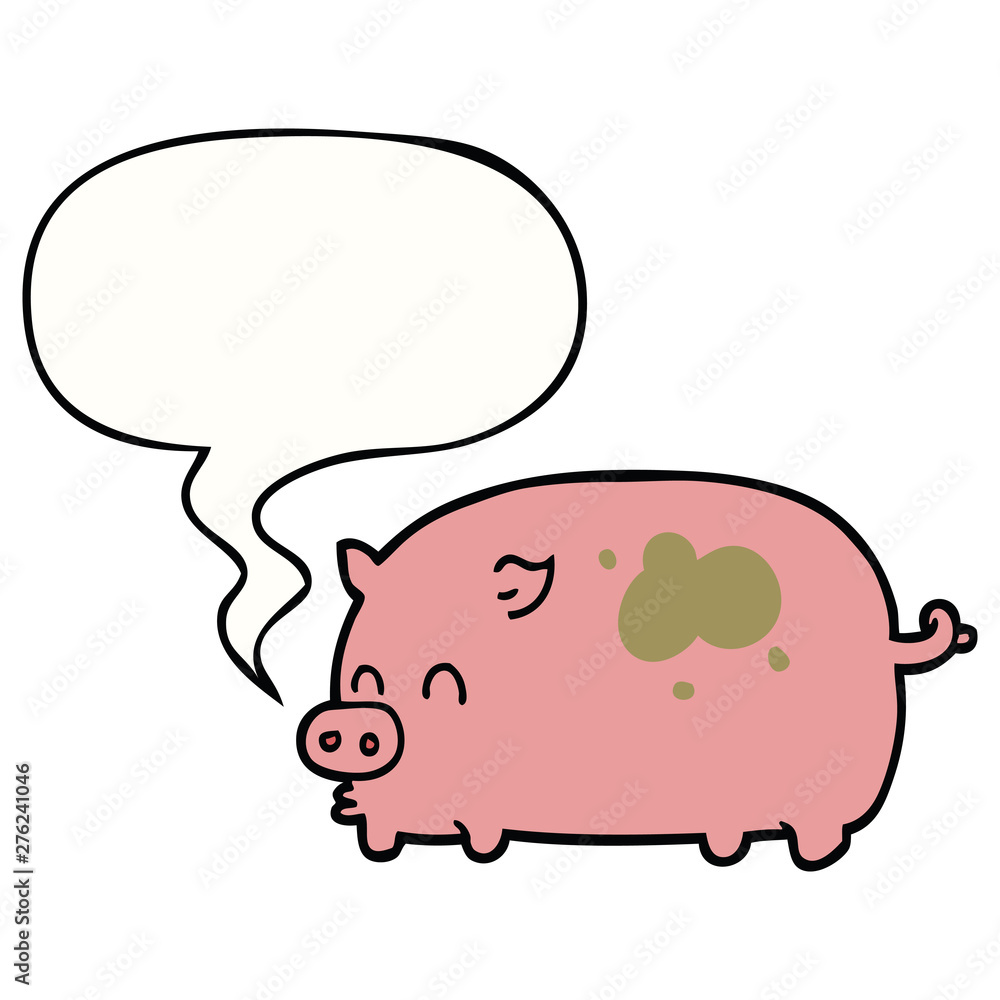 cute cartoon pig and speech bubble cute cartoon pig and speech bubble
