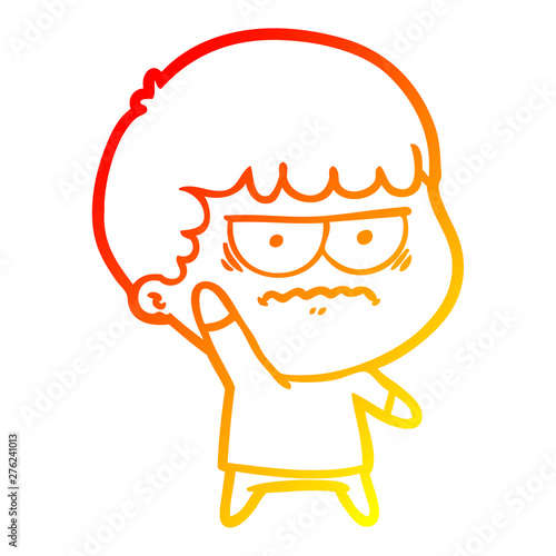 warm gradient line drawing cartoon annoyed man