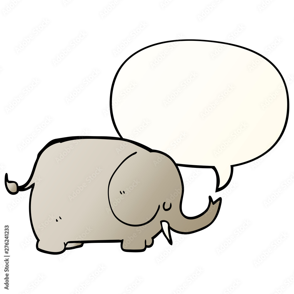 cartoon elephant and speech bubble in smooth gradient style cartoon elephant and speech bubble in smooth gradient style