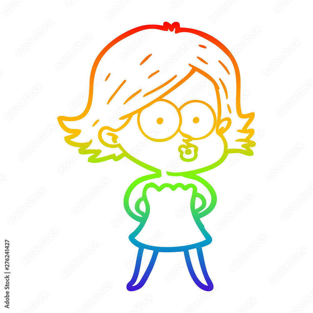 rainbow gradient line drawing cartoon girl pouting rainbow gradient line drawing cartoon girl pouting
