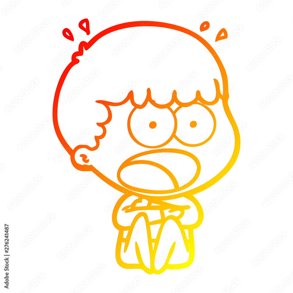 Obraz premium warm gradient line drawing cartoon shocked man