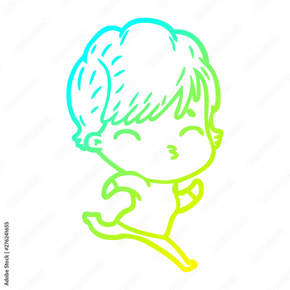 cold gradient line drawing cartoon woman thinking cold gradient line drawing cartoon woman thinking