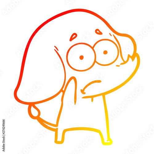 warm gradient line drawing cartoon unsure elephant