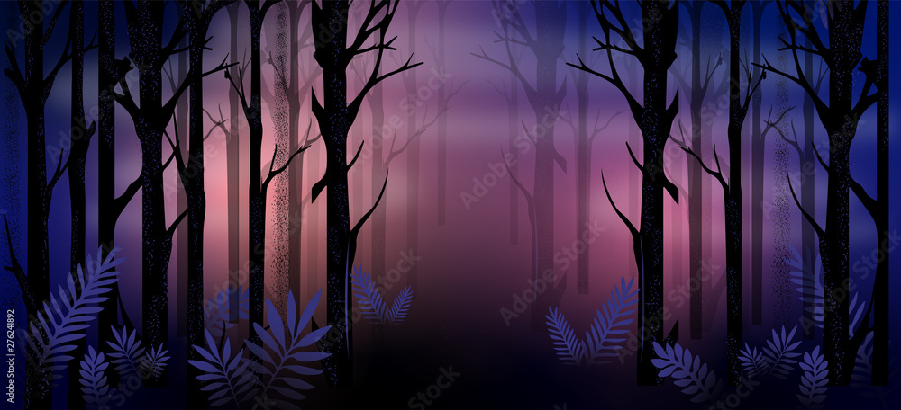 Obraz premium Forest Night Illustration