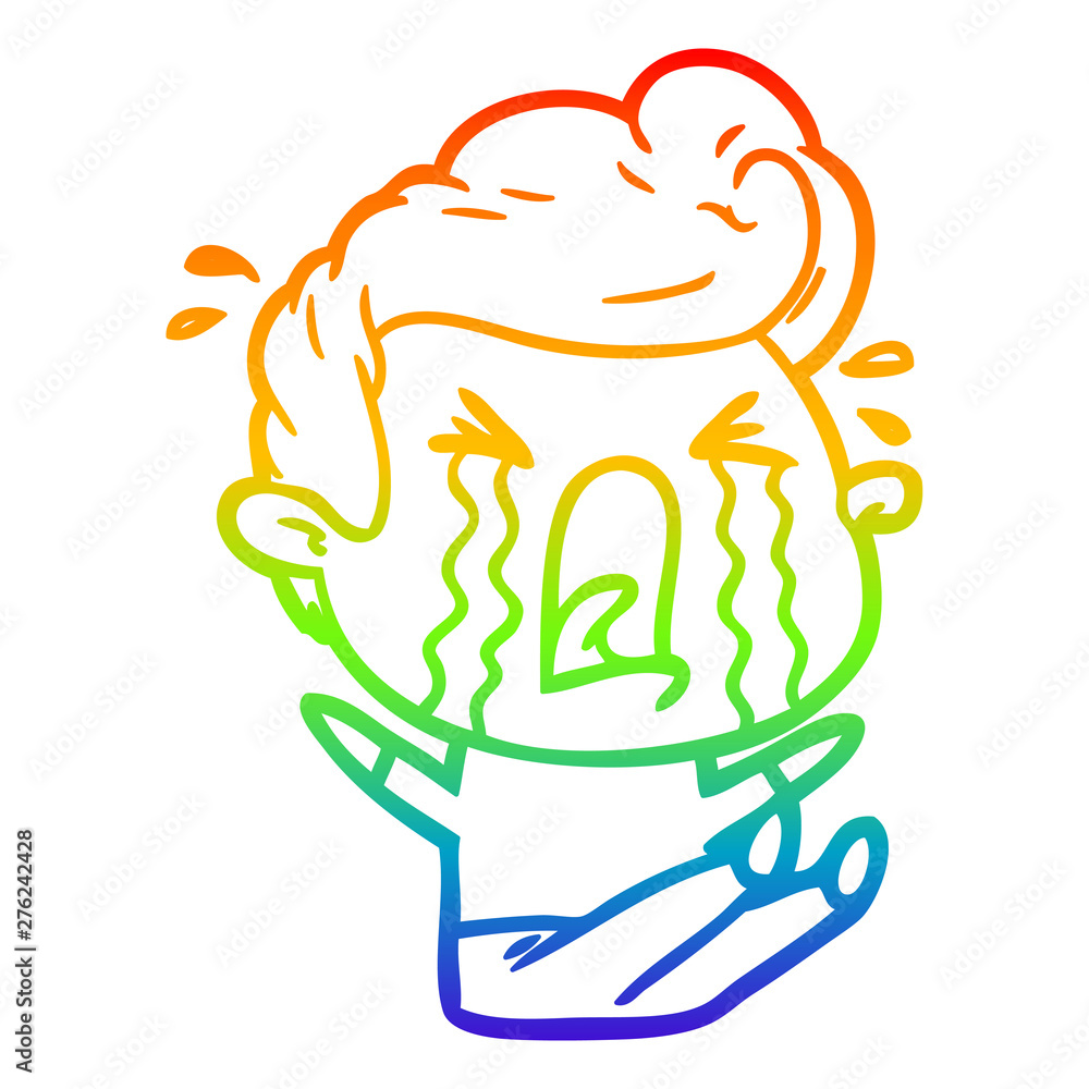 rainbow gradient line drawing cartoon crying man rainbow gradient line drawing cartoon crying man