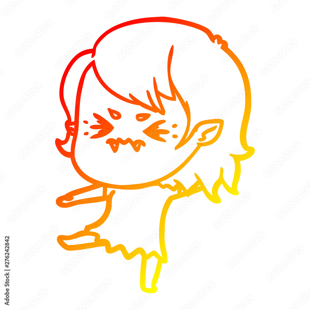 warm gradient line drawing annoyed cartoon vampire girl warm gradient line drawing annoyed cartoon vampire girl