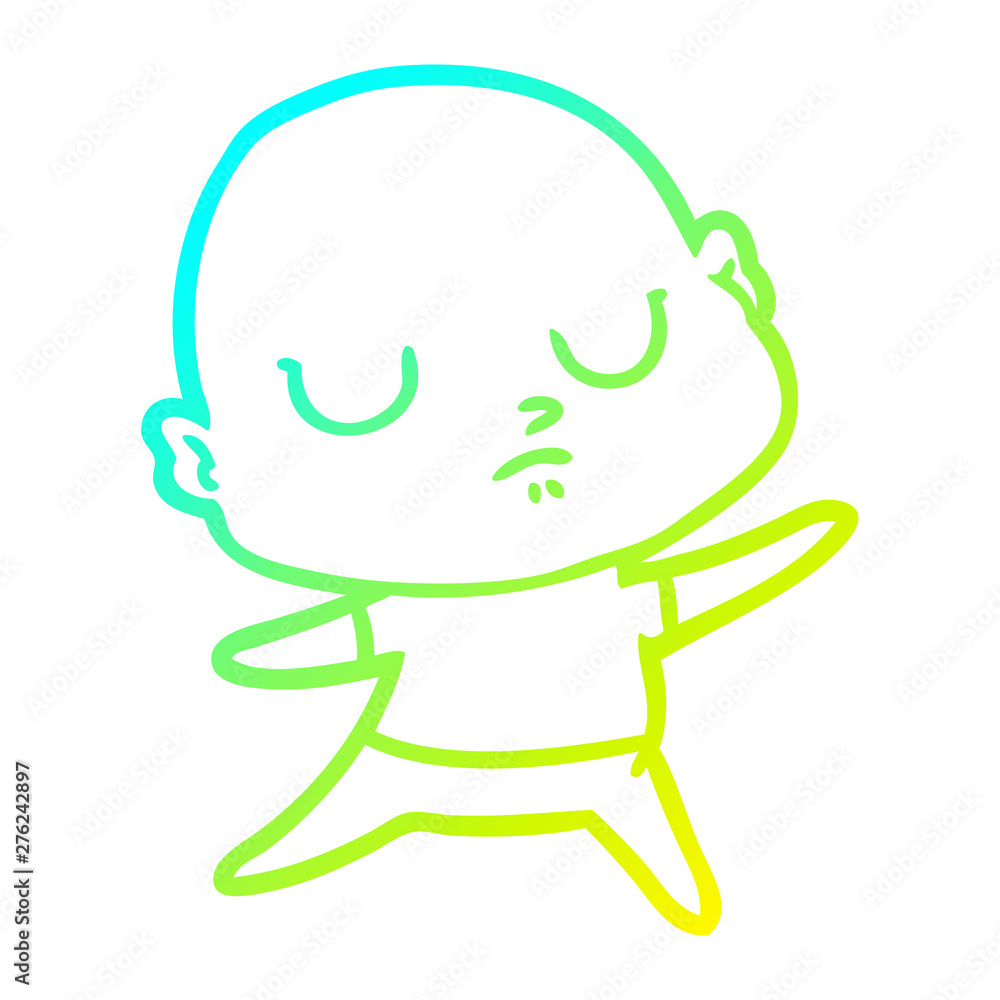 cold gradient line drawing cartoon bald man cold gradient line drawing cartoon bald man