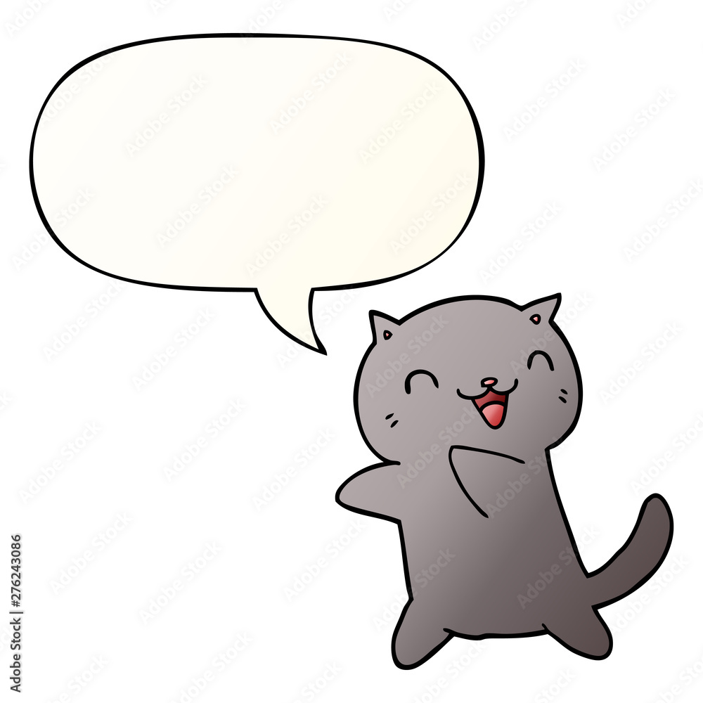 cartoon cat and speech bubble in smooth gradient style cartoon cat and speech bubble in smooth gradient style