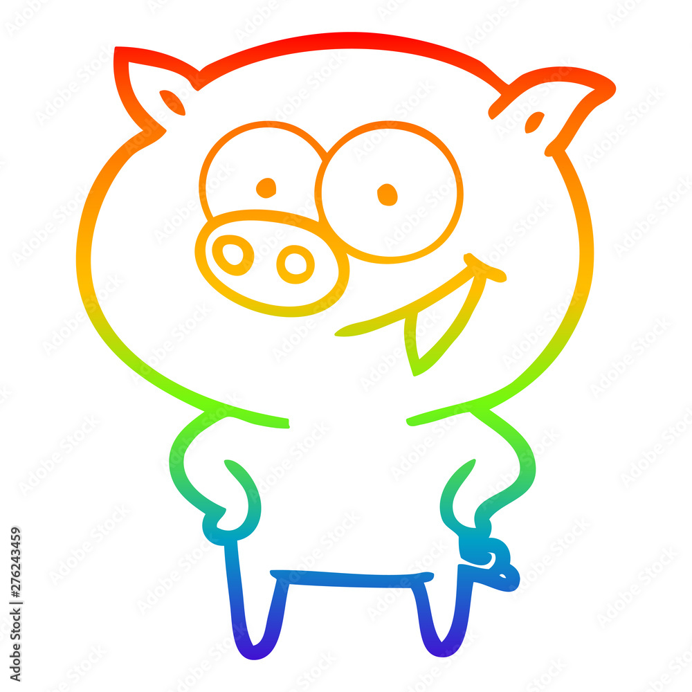 rainbow gradient line drawing cheerful pig cartoon rainbow gradient line drawing cheerful pig cartoon