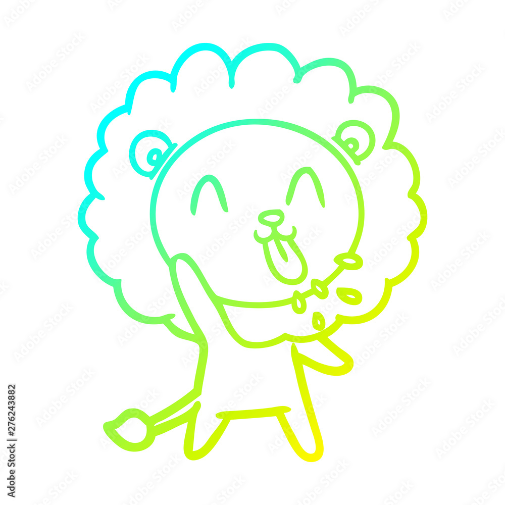 cold gradient line drawing happy cartoon lion cold gradient line drawing happy cartoon lion