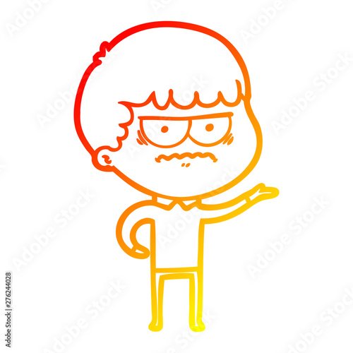 warm gradient line drawing cartoon annoyed man