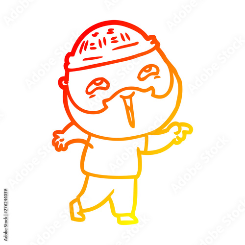 warm gradient line drawing cartoon happy bearded man