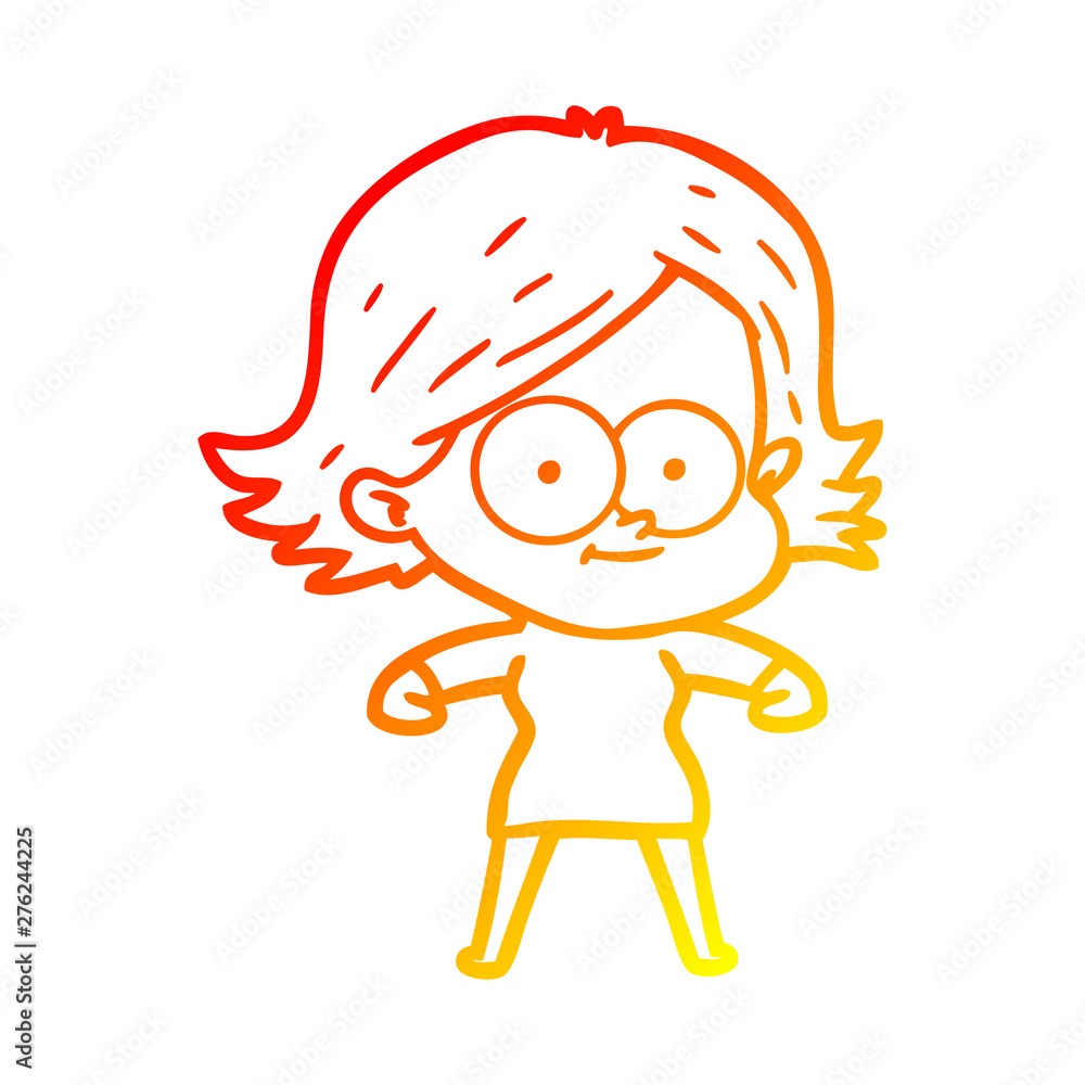warm gradient line drawing happy cartoon girl warm gradient line drawing happy cartoon girl