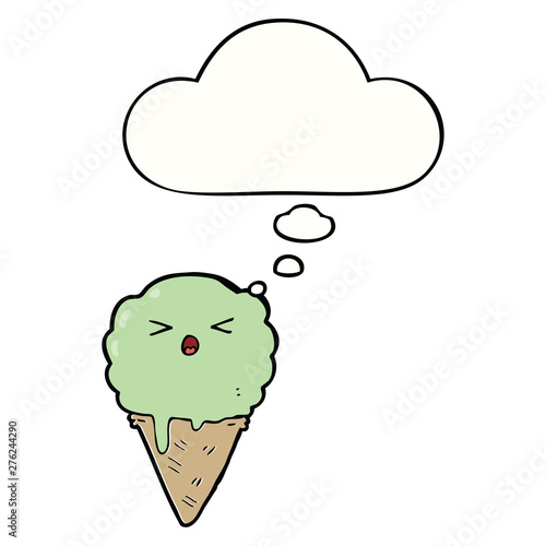 cartoon ice cream and thought bubble