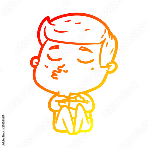 warm gradient line drawing cartoon model guy pouting
