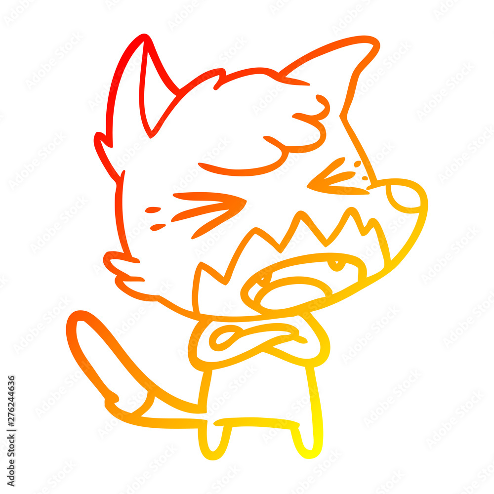 warm gradient line drawing angry cartoon fox warm gradient line drawing angry cartoon fox