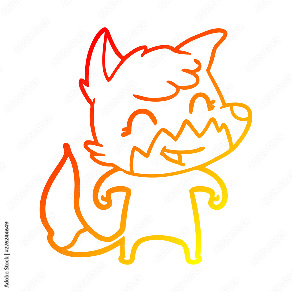 warm gradient line drawing happy cartoon fox warm gradient line drawing happy cartoon fox