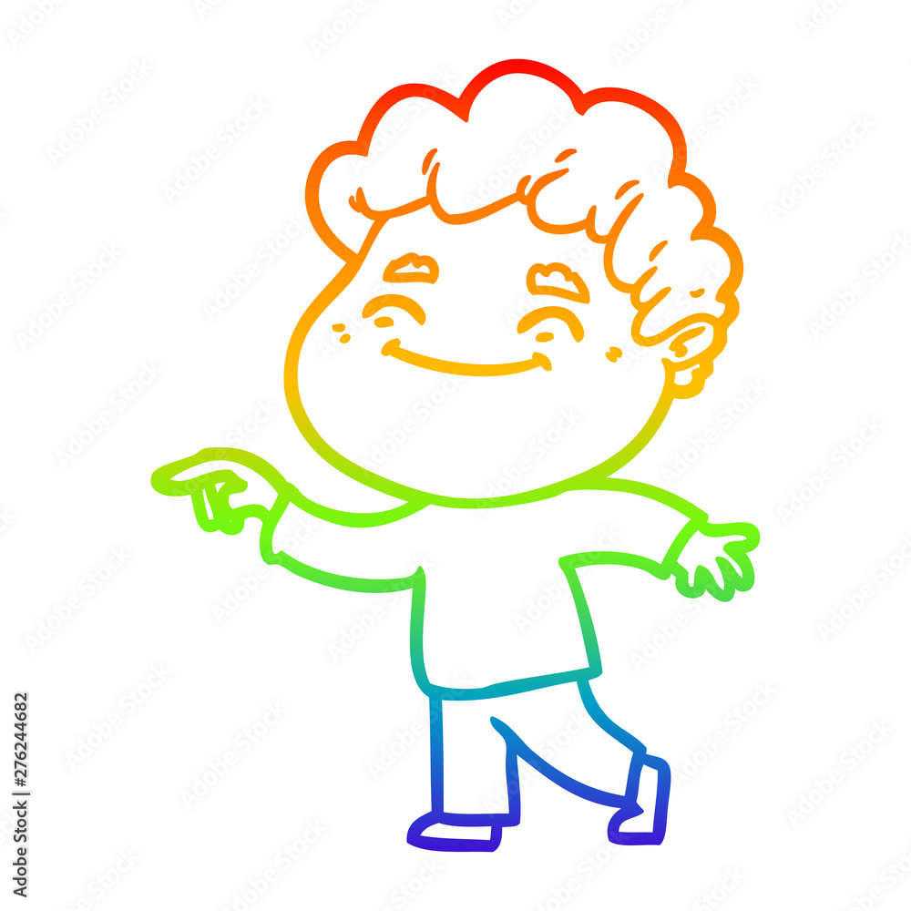 rainbow gradient line drawing cartoon friendly man rainbow gradient line drawing cartoon friendly man