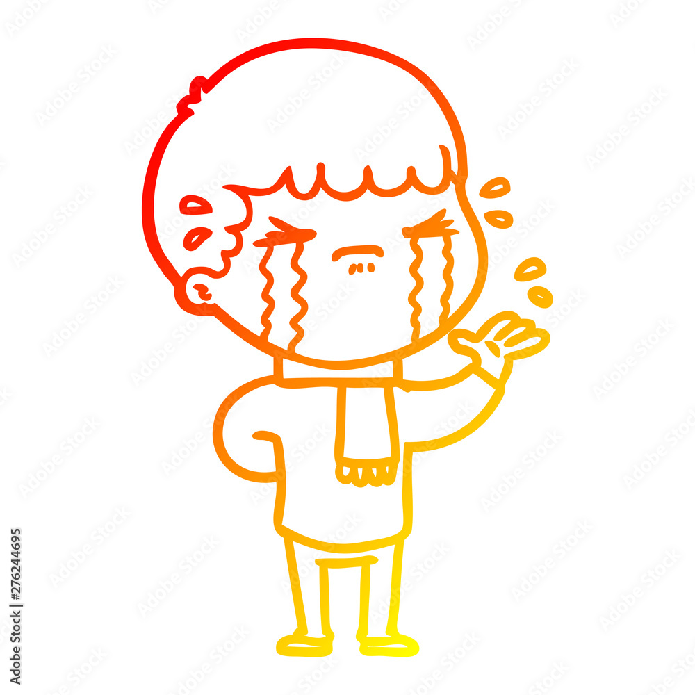 warm gradient line drawing cartoon man crying warm gradient line drawing cartoon man crying