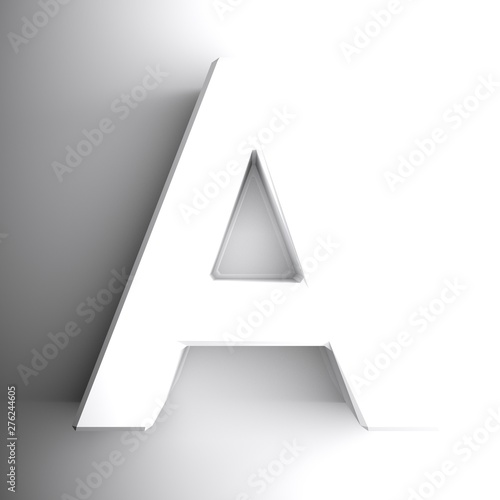 A alphabetic letter white, isolated on white background - 3D rendering illustration