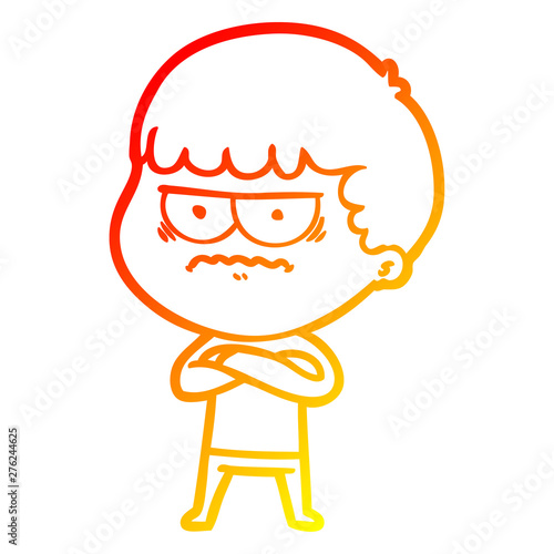 warm gradient line drawing cartoon annoyed man