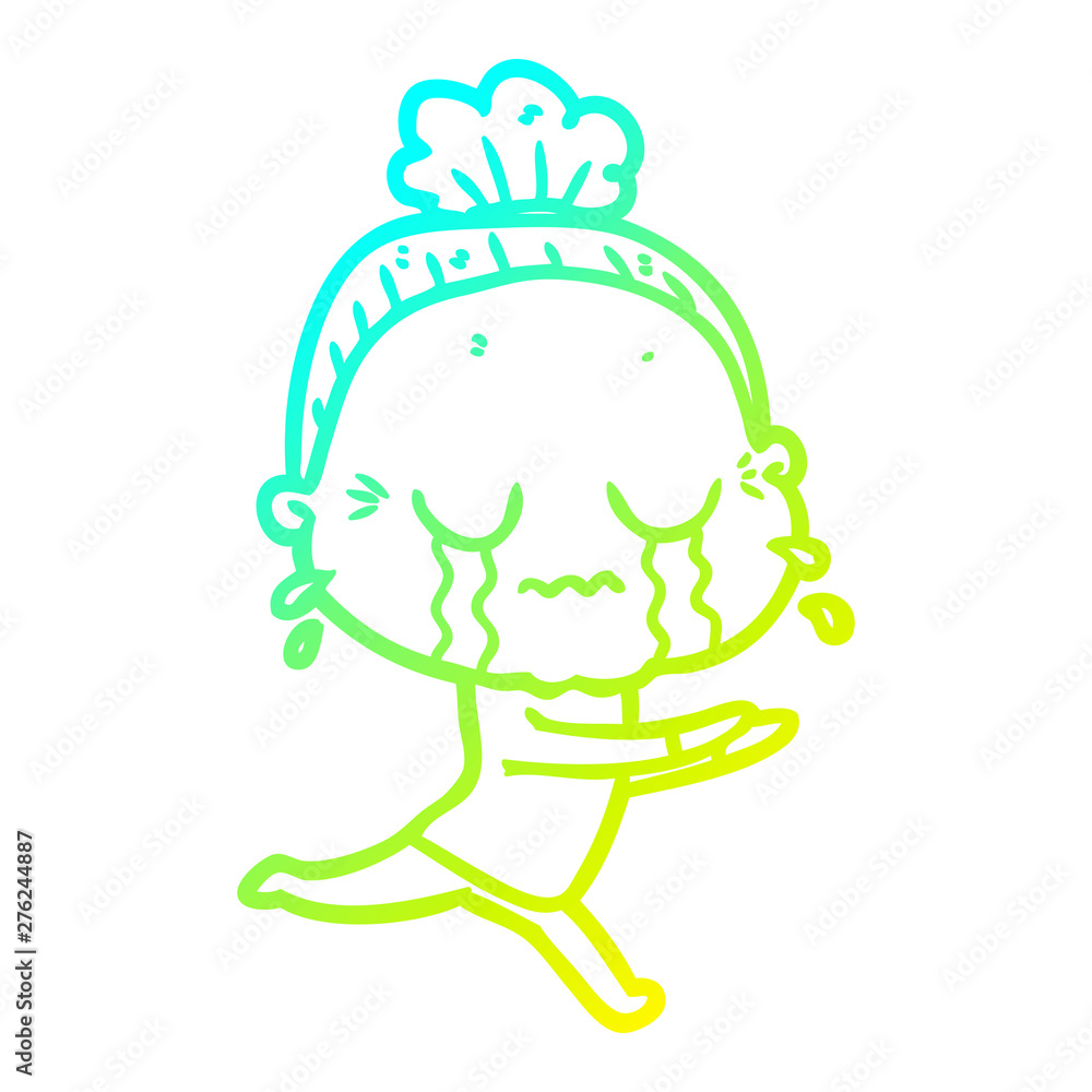 cold gradient line drawing cartoon crying old lady cold gradient line drawing cartoon crying old lady