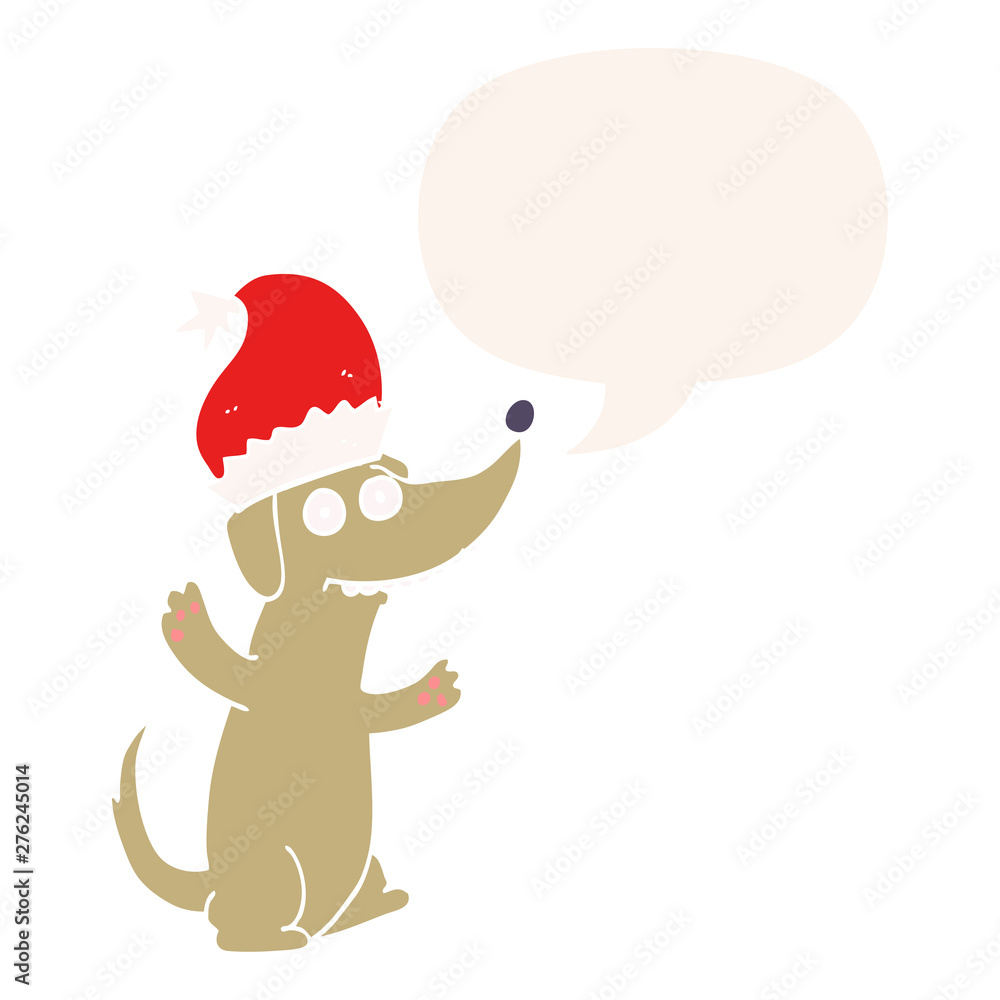 cute christmas cartoon dog and speech bubble in retro style cute christmas cartoon dog and speech bubble in retro style