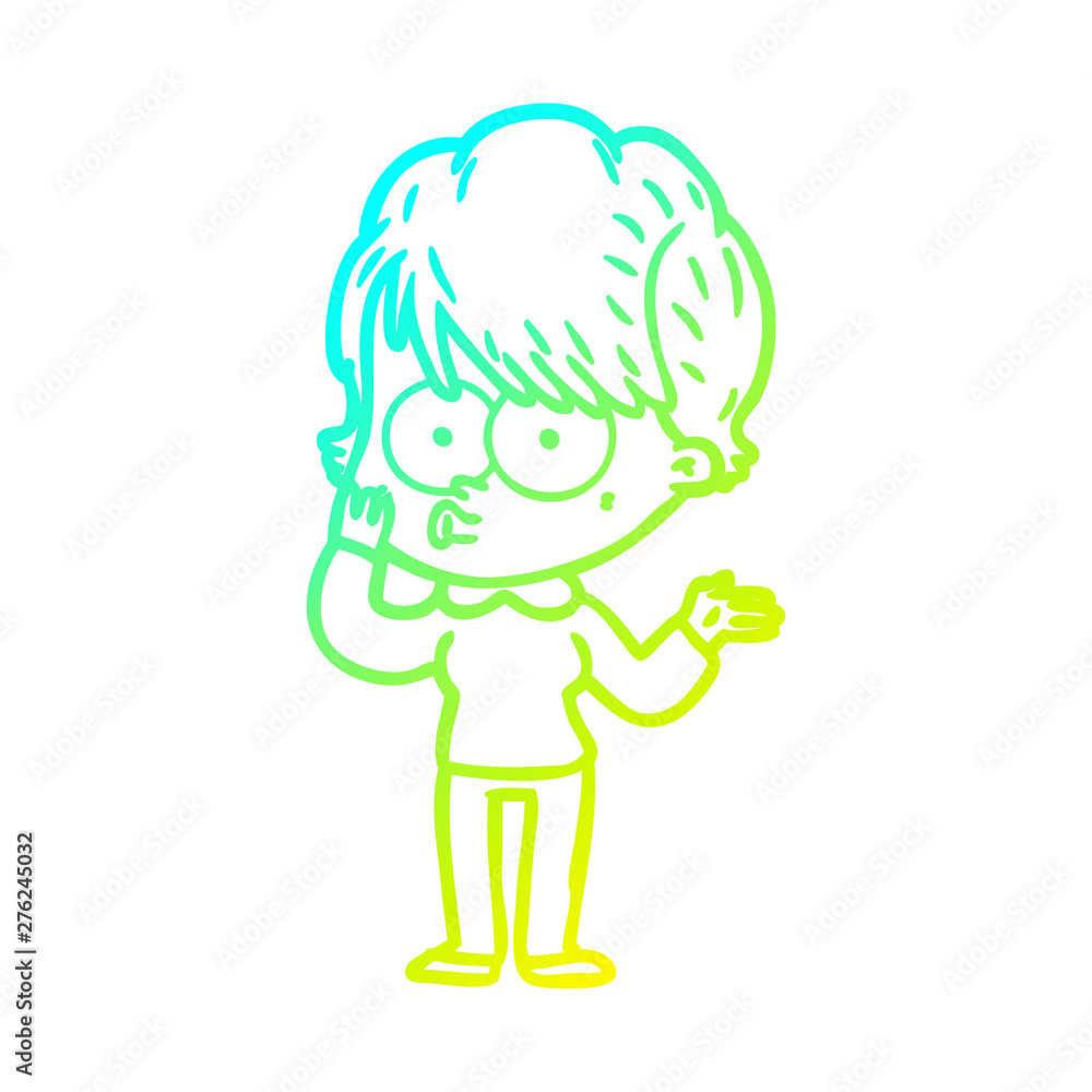 cold gradient line drawing cartoon woman cold gradient line drawing cartoon woman