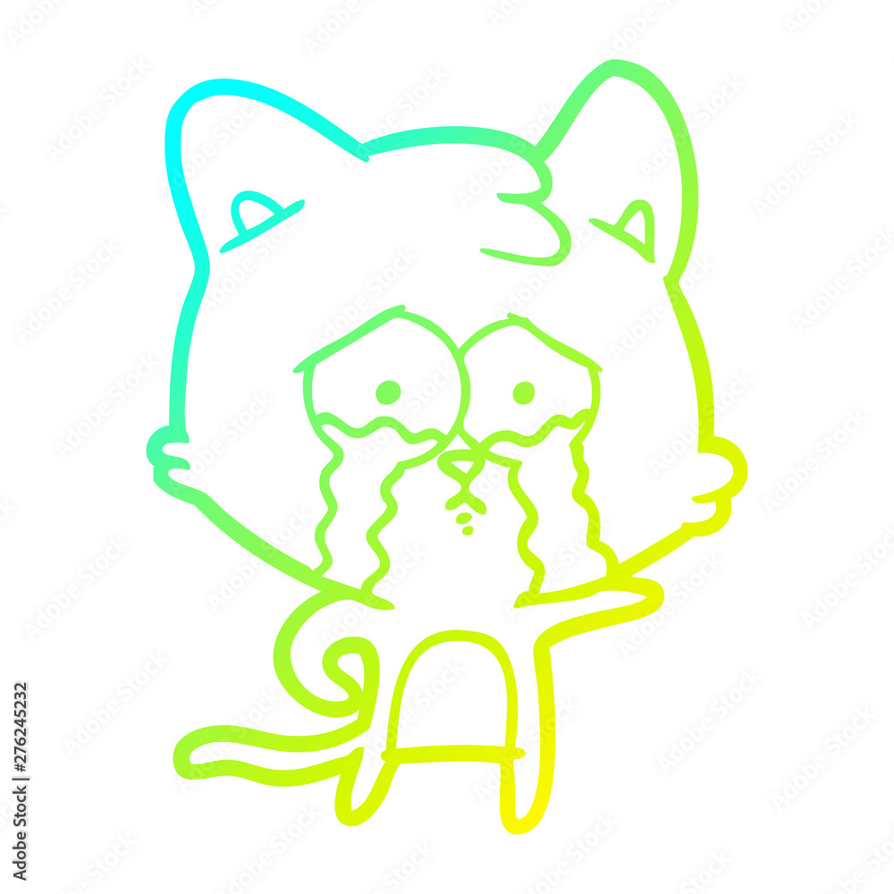cold gradient line drawing cartoon crying cat cold gradient line drawing cartoon crying cat