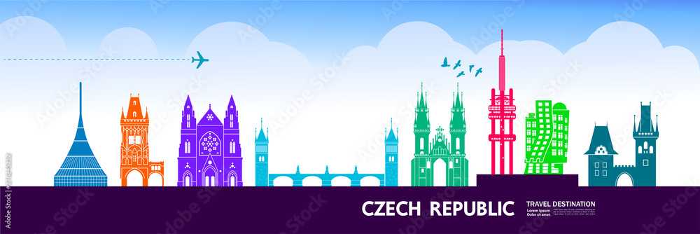 Czech Republic travel destination grand vector illustration.