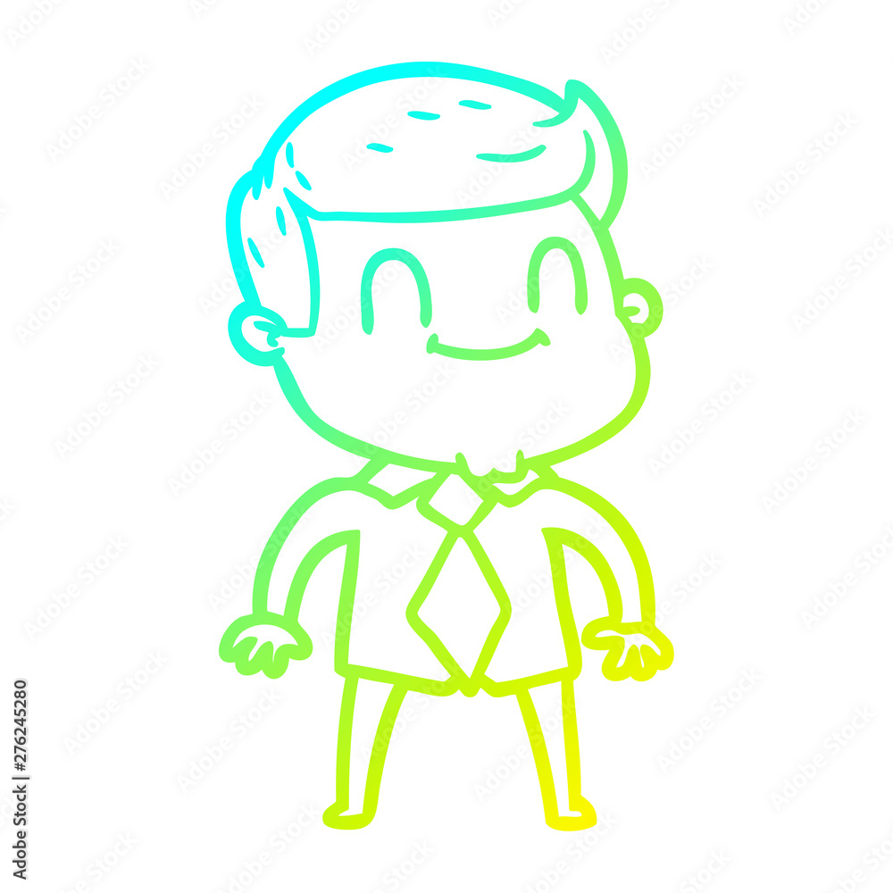 cold gradient line drawing cartoon friendly man