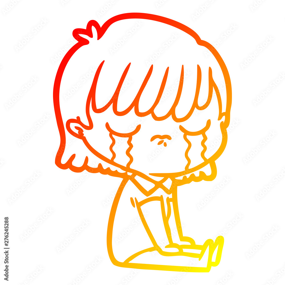 warm gradient line drawing cartoon woman crying warm gradient line drawing cartoon woman crying