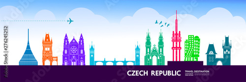 Czech Republic travel destination grand vector illustration.