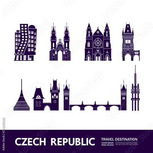 Czech Republic travel destination grand vector illustration.