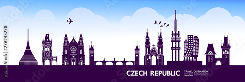 Czech Republic travel destination grand vector illustration.