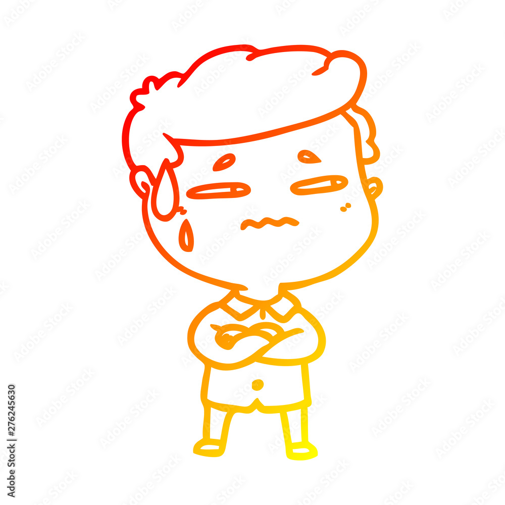 warm gradient line drawing cartoon anxious man warm gradient line drawing cartoon anxious man